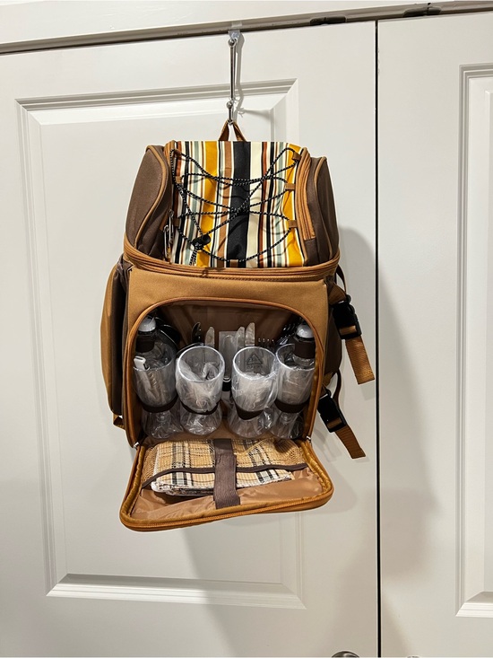 Hap Tim Insulated Picnic Backpack Cooler in Mustard and Brown Services for 4 main image 11